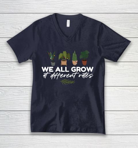We All Grow At Different Rates, Special Education Teacher Autism Awareness V-Neck T-Shirt 2
