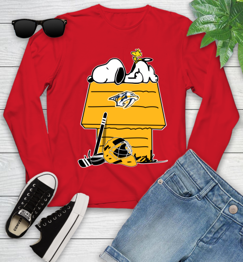 Nashville Predators NHL Hockey Snoopy Woodstock The Peanuts Movie Youth Long Sleeve 11