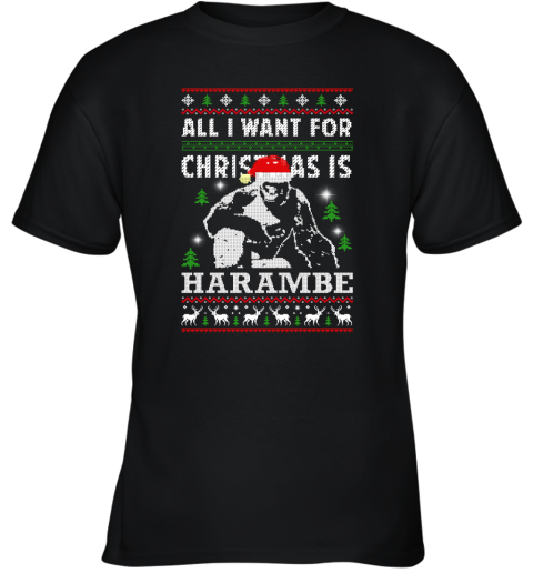 All I Want For Christmas Is Harambe Christmas Youth T-Shirt