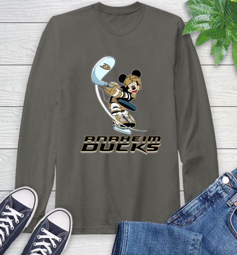 NHL Hockey Anaheim Ducks Cheerful Mickey Mouse Shirt Long Sleeve T-Shirt 9
