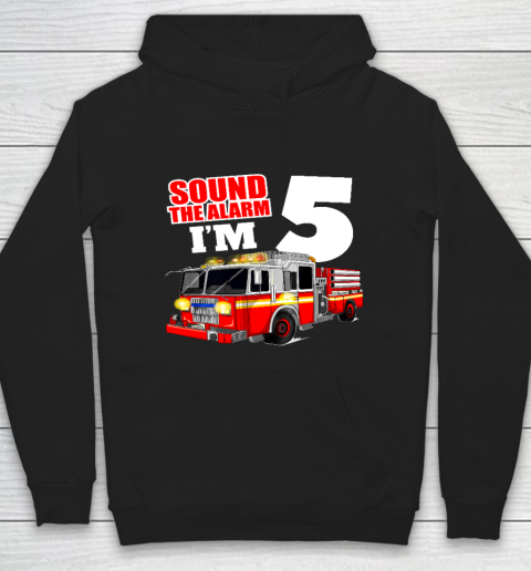 Kids Fire Truck 5th Birthday T Shirt Boy Firefighter 5 Years Old Hoodie