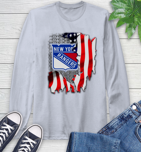 New York Rangers NHL Hockey American Flag Long Sleeve T-Shirt 6