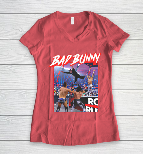 Bad Bunny WWE Women's V-Neck T-Shirt 4
