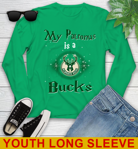 NBA Basketball Harry Potter My Patronus Is A Milwaukee Bucks Youth Long Sleeve 7