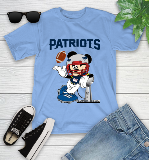 NFL New England Patriots Mickey Mouse Disney Super Bowl Football T Shirt Youth T-Shirt 11