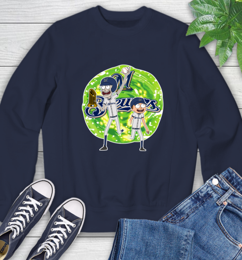 MLB Milwaukee Brewers Rick And Morty Commissioner's Trophy Baseball Sports Sweatshirt 3