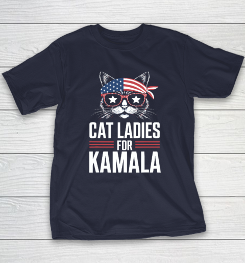 Cat Ladies for Kamala Funny Cat 2024 President Kamala Harris Youth T-Shirt 2