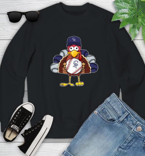 Colorado Rockies Turkey thanksgiving Youth Sweatshirt 2