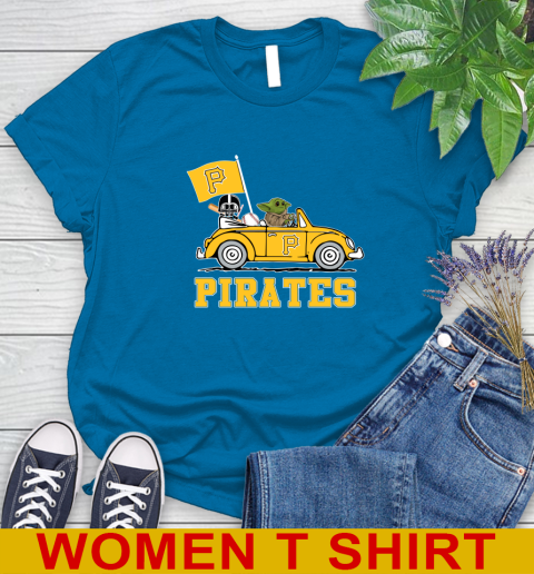 MLB Baseball Pittsburgh Pirates Darth Vader Baby Yoda Driving Star Wars Shirt Women's T-Shirt 7