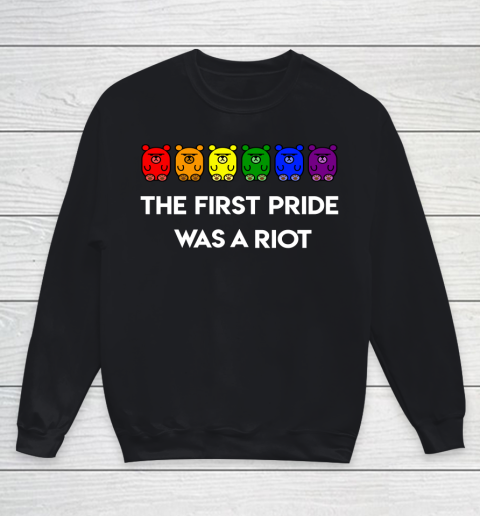 Rainbow Bears The First Pride Was A Riot LGBT Gay Youth Sweatshirt