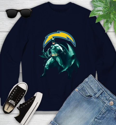NFL Batman Football Sports Los Angeles Chargers Youth Sweatshirt 3