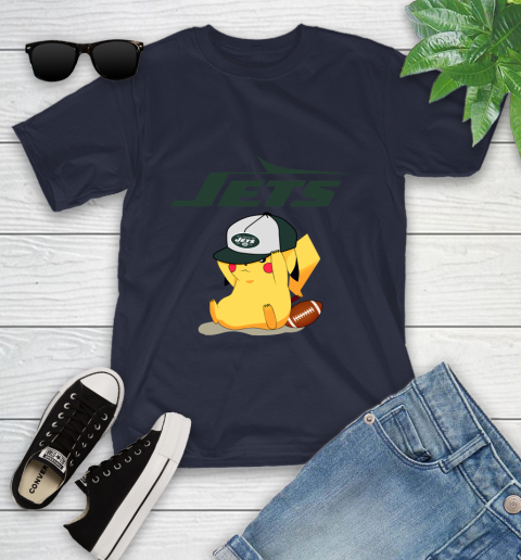 NFL Pikachu Football Sports New York Jets Youth T-Shirt 3