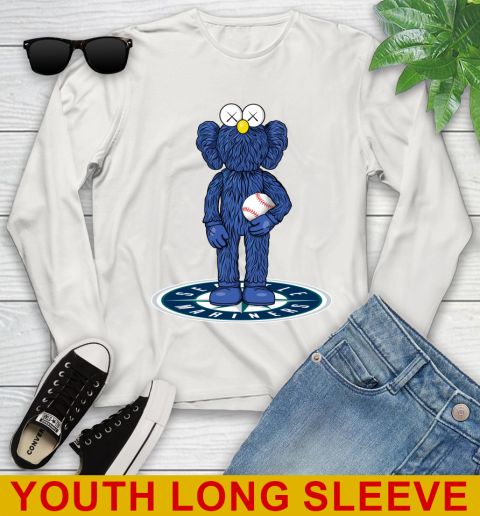 MLB Baseball Seattle Mariners Kaws Bff Blue Figure Shirt Youth Long Sleeve 13 MLB Baseball Seattle Mariners Kaws Bff Blue Figure Shirt Youth Long Sleeve - Image 13