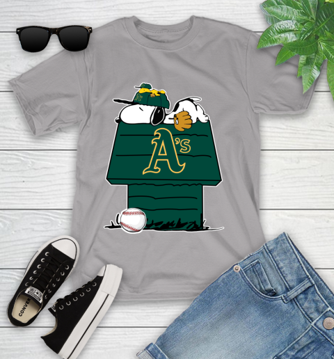 MLB Oakland Athletics Snoopy Woodstock The Peanuts Movie Baseball T Shirt Youth T-Shirt 4