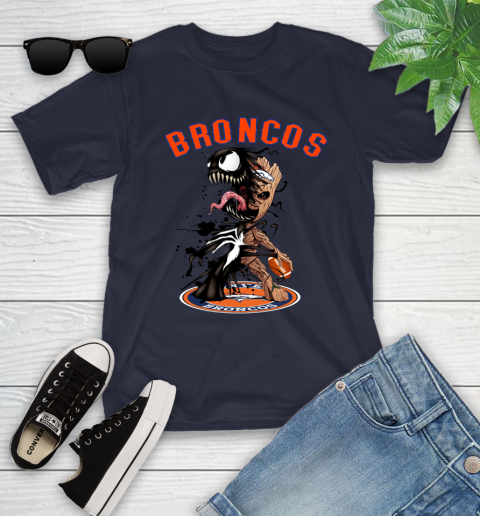 NFL Denver Broncos Football Venom Groot Guardians Of The Galaxy Youth T-Shirt 3