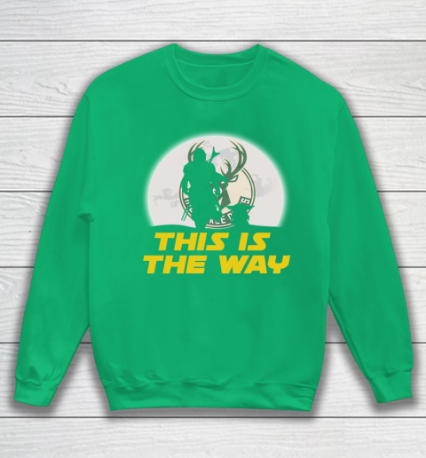 Milwaukee Bucks NBA Basketball Star Wars Yoda And Mandalorian This Is The Way Sweatshirt 5