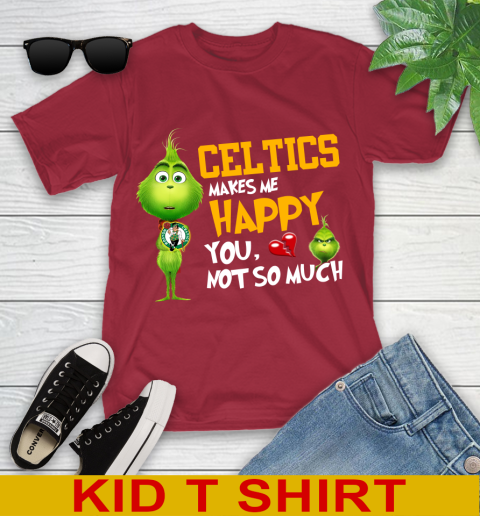 NBA Boston Celtics Makes Me Happy You Not So Much Grinch Basketball Sports Youth T-Shirt 12