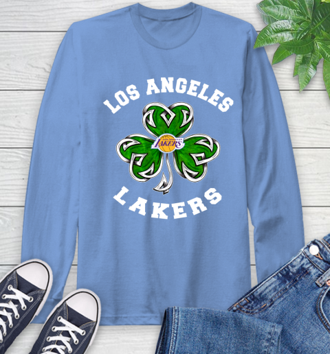 NBA Los Angeles Lakers Three Leaf Clover St Patrick's Day Basketball Sports Long Sleeve T-Shirt 12