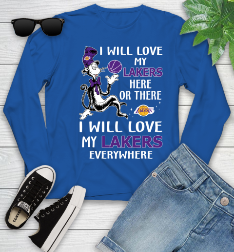 NBA Basketball Los Angeles Lakers I Will Love My Lakers Everywhere Dr Seuss Shirt Youth Long Sleeve 9