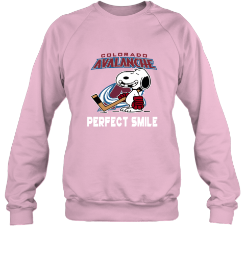 f0yj colorado avalanche snoopy perfect smile the peanuts sweatshirt 35 front light pink