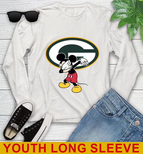 Green Bay Packers NFL Football Dabbing Mickey Disney Sports Youth Long Sleeve 12