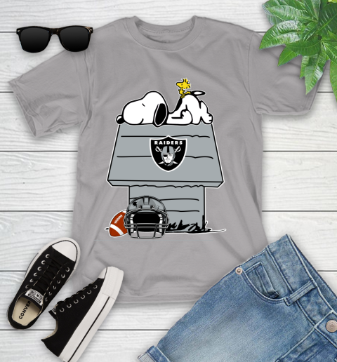 Oakland Raiders NFL Football Snoopy Woodstock The Peanuts Movie Youth T-Shirt 4