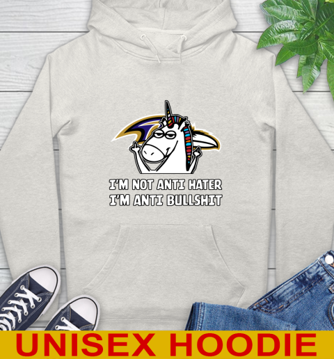 Baltimore Ravens NFL Football Unicorn I'm Not Anti Hater I'm Anti Bullshit Hoodie 12