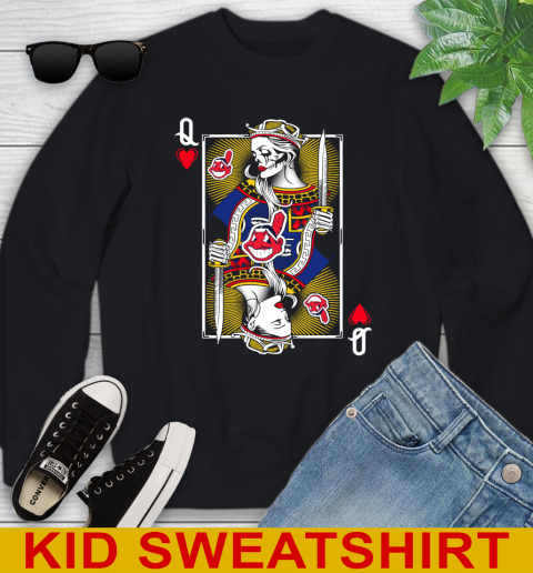 MLB Baseball Cleveland Indians The Queen Of Hearts Card Shirt Youth Sweatshirt