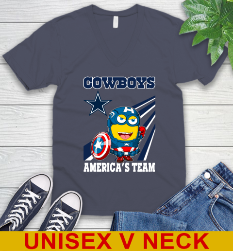 NFL Football Dallas Cowboys Captain America Marvel Avengers Minion Shirt V-Neck T-Shirt 7