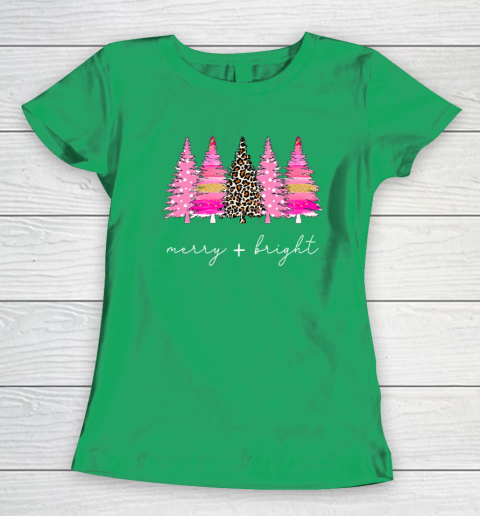 Merry and Bright Shirt Leopard Christmas Tree Christmas Costume Women's T-Shirt 11