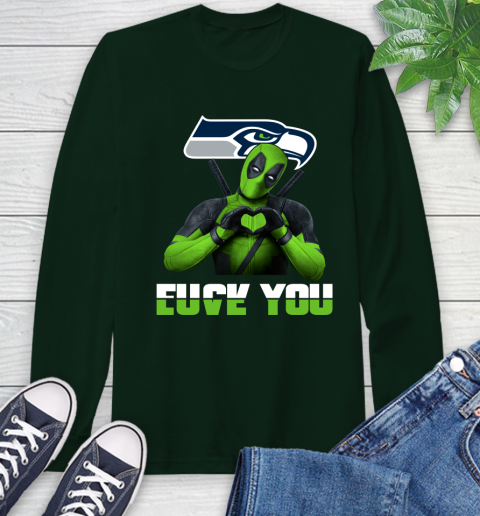 NHL Seattle Seahawks Deadpool Love You Fuck You Football Sports Long Sleeve T-Shirt 7