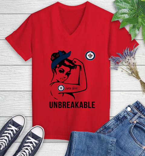 NHL Winnipeg Jets Girl Unbreakable Hockey Sports Women's V-Neck T-Shirt 7