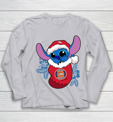 Denver Broncos Christmas Stitch In The Sock Funny Disney NFL Youth Long Sleeve 5