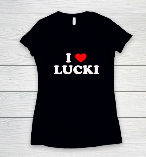 I Love Lucki Women's V-Neck T-Shirt