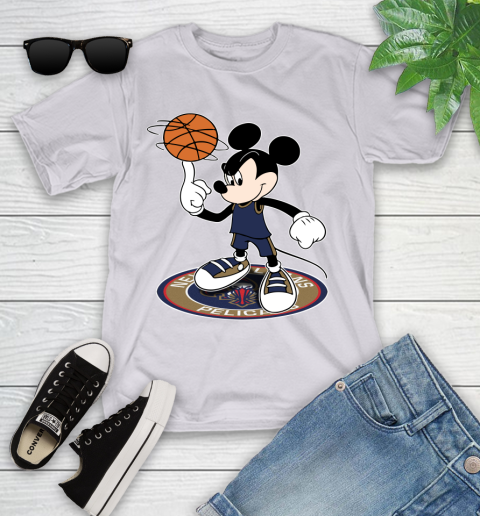 NBA Basketball New Orleans Pelicans Cheerful Mickey Disney Shirt Youth T-Shirt 4