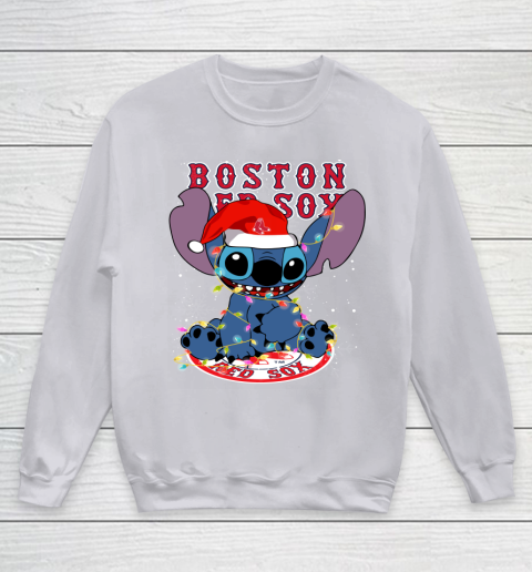 Boston Red Sox MLB noel stitch Baseball Christmas Youth Sweatshirt 2