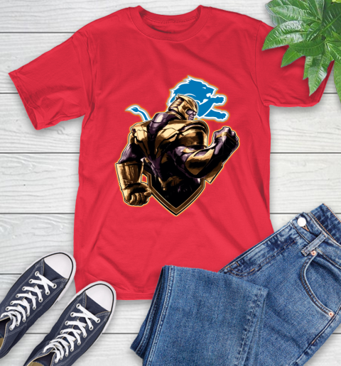 NFL Thanos Avengers Endgame Football Sports Detroit Lions T-Shirt 10