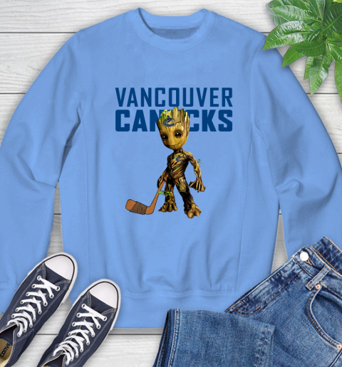 Vancouver Canucks NHL Hockey Groot Marvel Guardians Of The Galaxy Sweatshirt 11