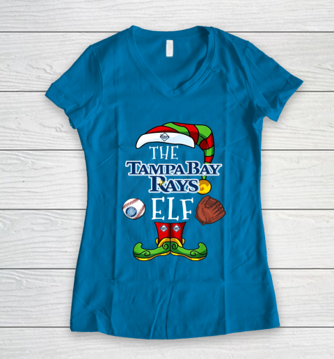 Tampa Bay Rays Christmas ELF Funny MLB Women's V-Neck T-Shirt 5