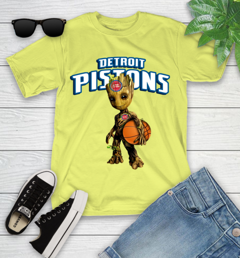Detroit Pistons NBA Basketball Groot Marvel Guardians Of The Galaxy Youth T-Shirt 8