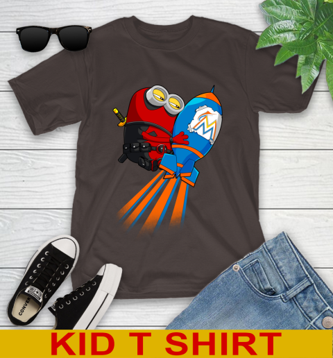 MLB Baseball Miami Marlins Deadpool Minion Marvel Shirt Youth T-Shirt 6
