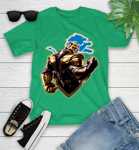 NFL Thanos Avengers Endgame Football Sports Detroit Lions Youth T-Shirt 6