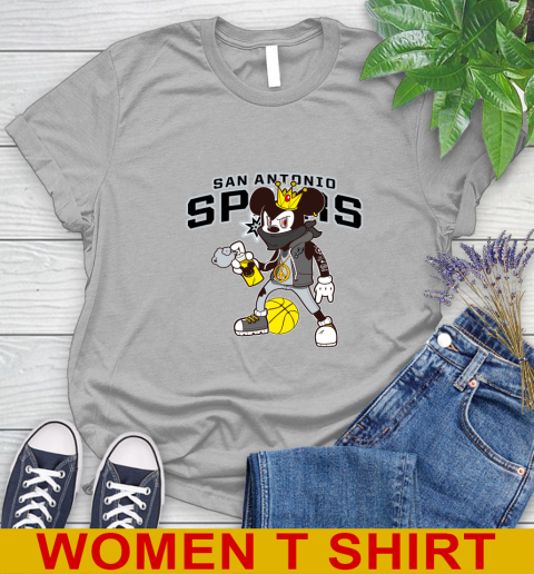 San Antonio Spurs NBA Basketball Mickey Peace Sign Sports Women's T-Shirt 5