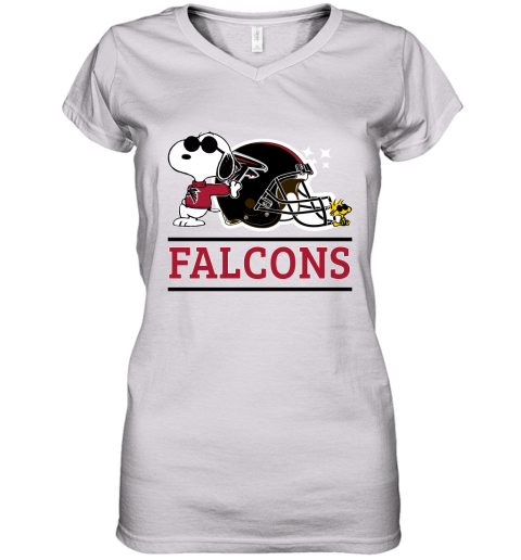 The Atlanta Falcons Joe Cool And Woodstock Snoopy Mashup Women's V-Neck T-Shirt
