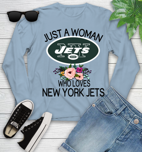 NFL Just A Woman Who Loves New York Jets Football Sports Youth Long Sleeve 6