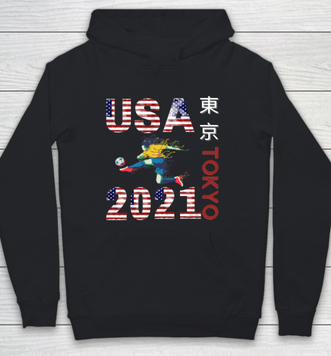 Tokyo Olympics 2021 USA Team Soccer American Flag Youth Hoodie