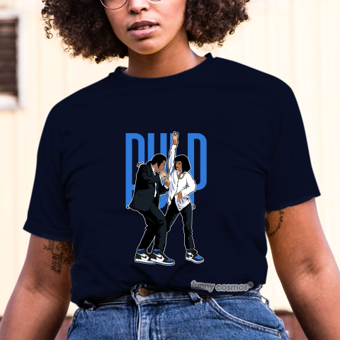 Air Jordan 1 Royal Toe Matching Sneaker Tshirt Pulp Fiction Dance Black and Blue Jordan Tshirt