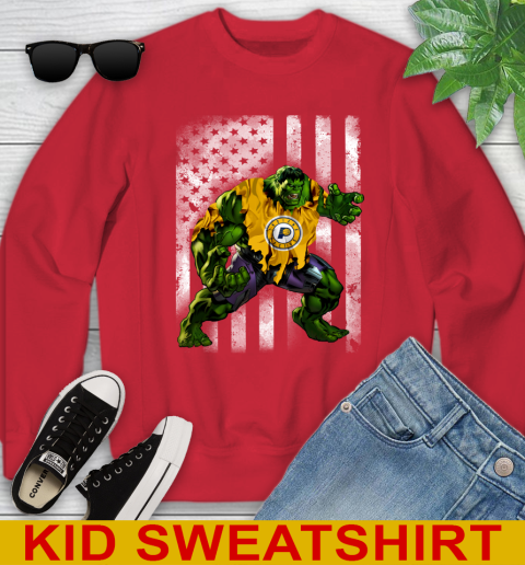 Indiana Pacers Hulk Marvel Avengers NBA Basketball American Flag Youth Sweatshirt 7