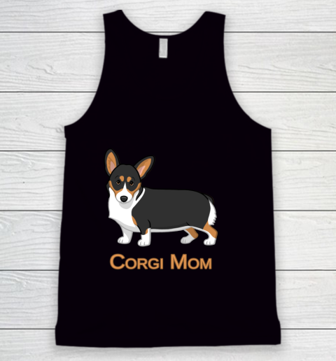 Dog Mom Shirt Cute Black Tricolor Pembroke Corgi Mom Dog Lovers Tank Top