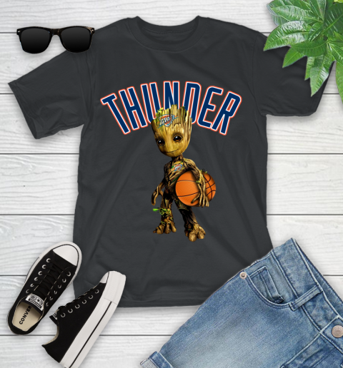 Oklahoma City Thunder NBA Basketball Groot Marvel Guardians Of The Galaxy Youth T-Shirt 2